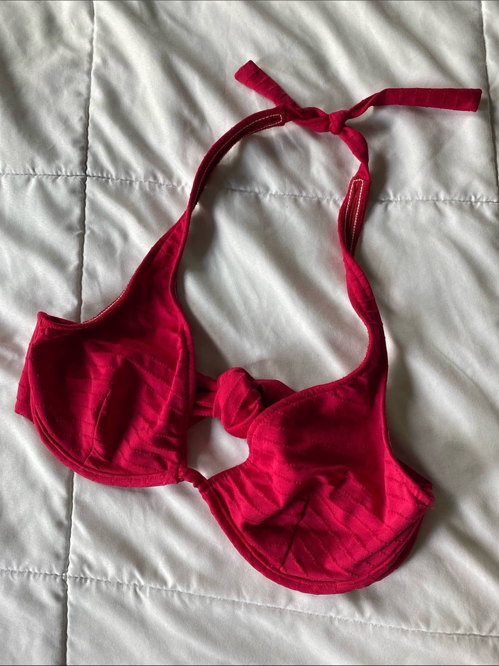 Vintage Paper Tag Red Halter Bikini Top